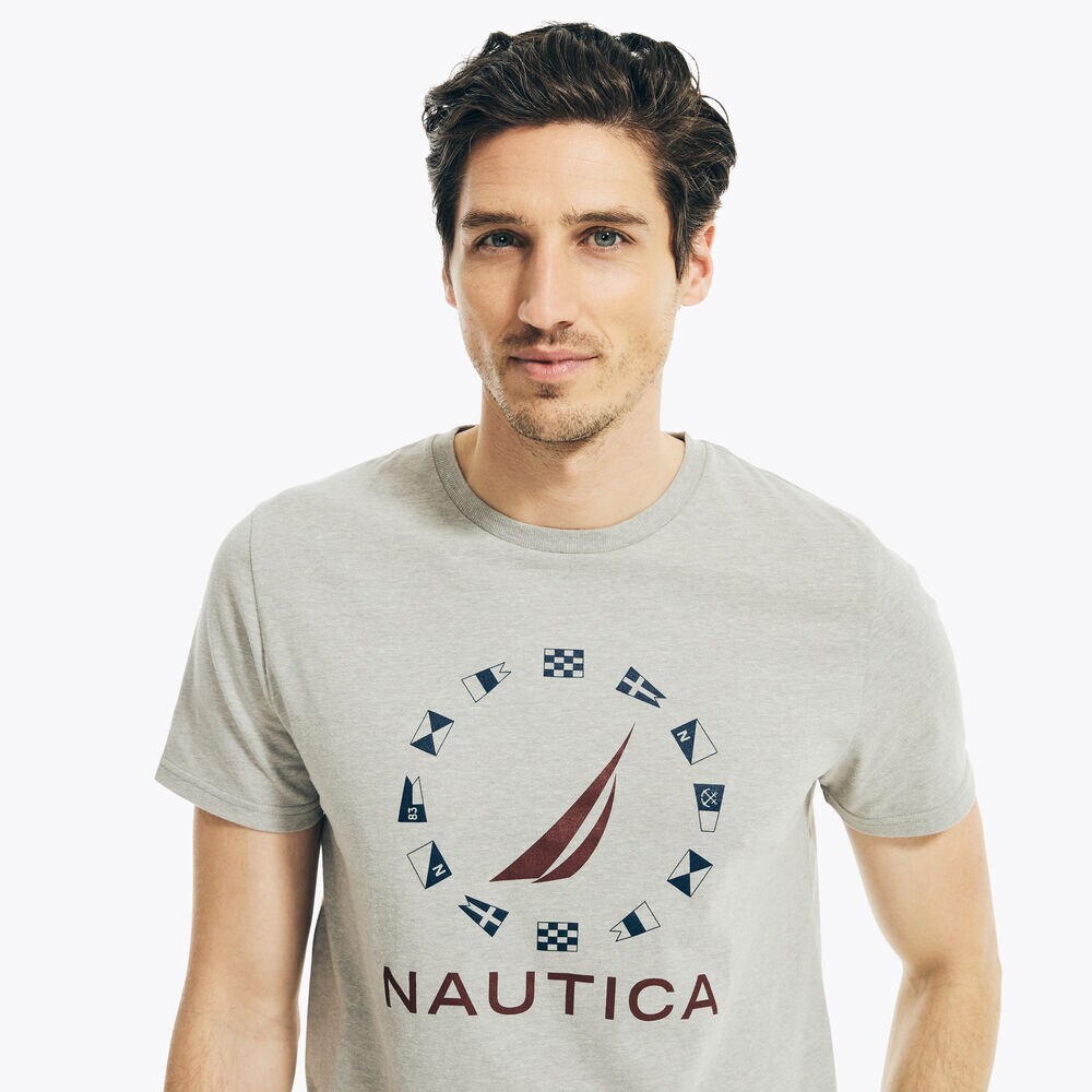 SUSTAINABLY CRAFTED FLAG GRAPHIC T-SHIRT,Grey Heather,large