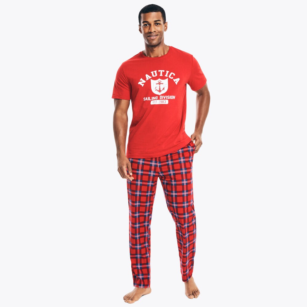 SAILING DIVISION GRAPHIC SLEEP T-SHIRT,Nautica Red,large