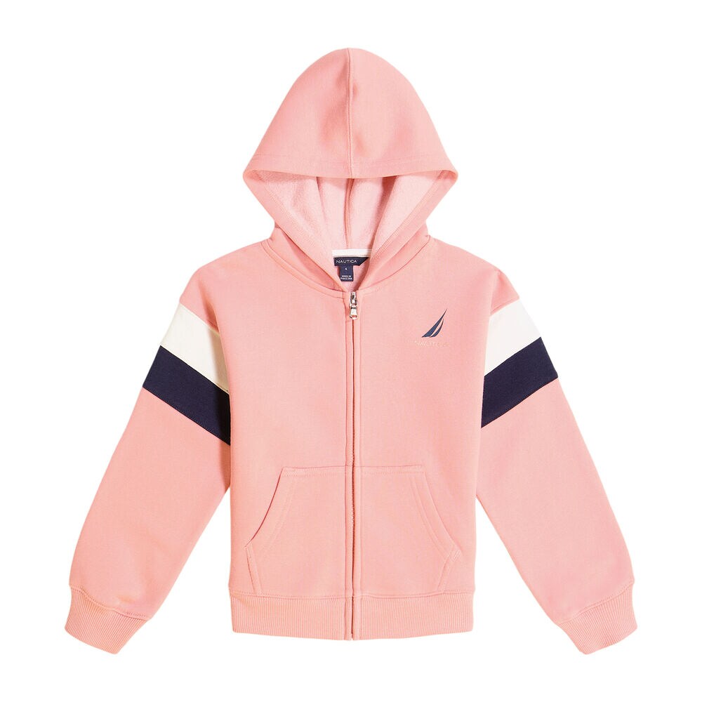 LITTLE GIRLS' COLORBLOCK FLEECE HOODIE (4-6x),Deep Fuschia,large