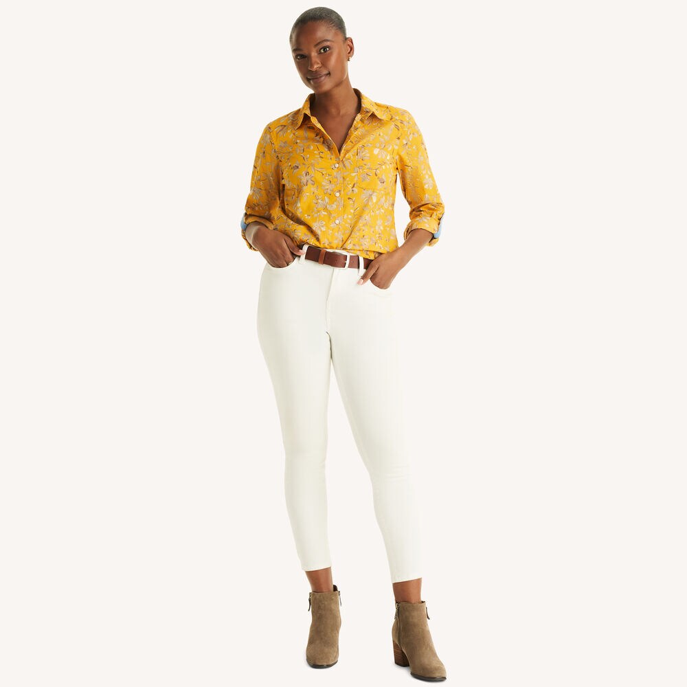 Printed Button-Up Shirt,Aspen Gold,large