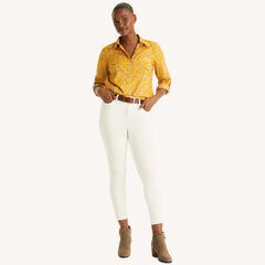 Printed Button-Up Shirt,Aspen Gold,large