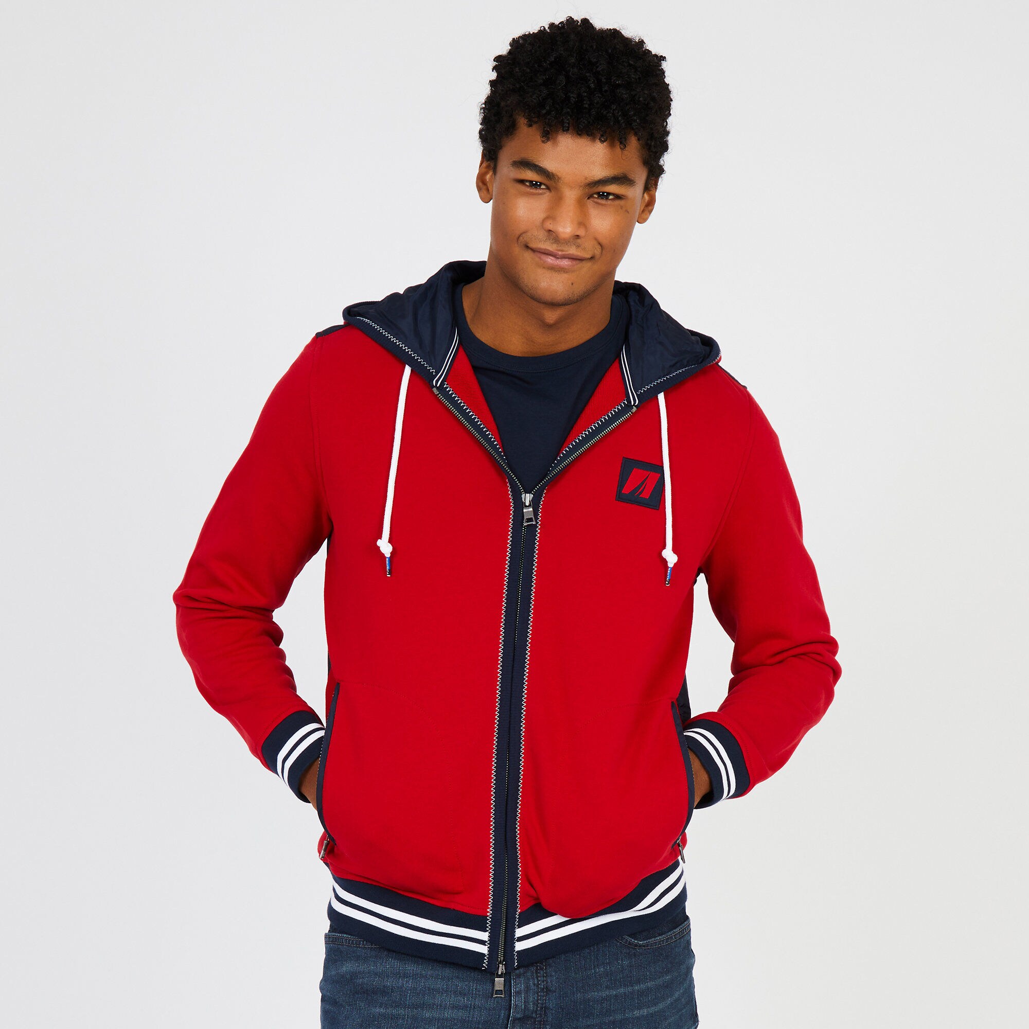 brand icon Full-Zip Hoodie,Nautica Red,large