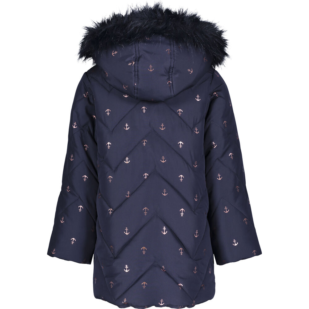 GIRLS' QUILTED CHEVRON PUFFER JACKET (8-16),Navy,large