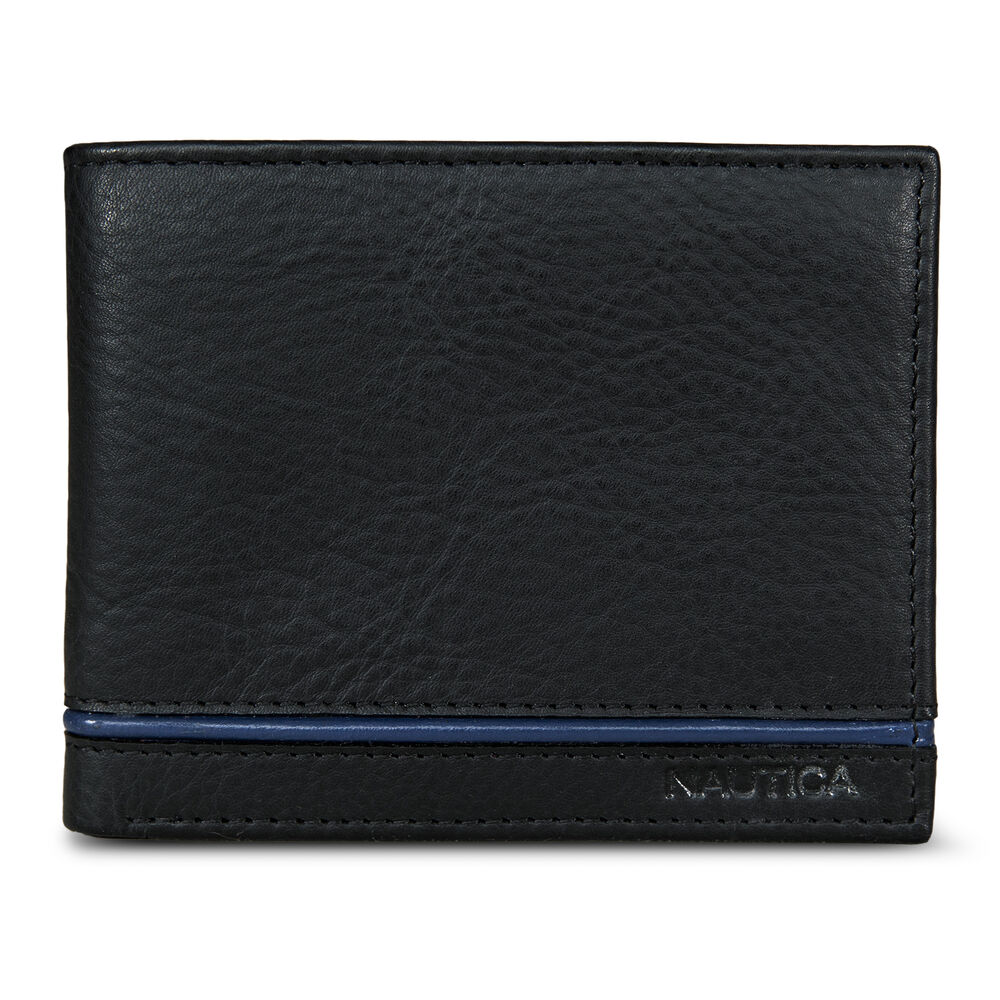 Leather Bifold Wallet,Black,large
