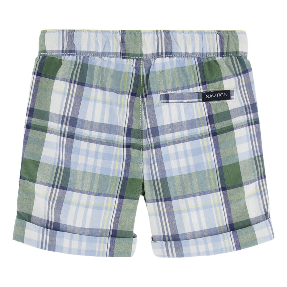 LITTLE BOYS' PLAID PULL-ON SHORT (4-7),Light Olive,large
