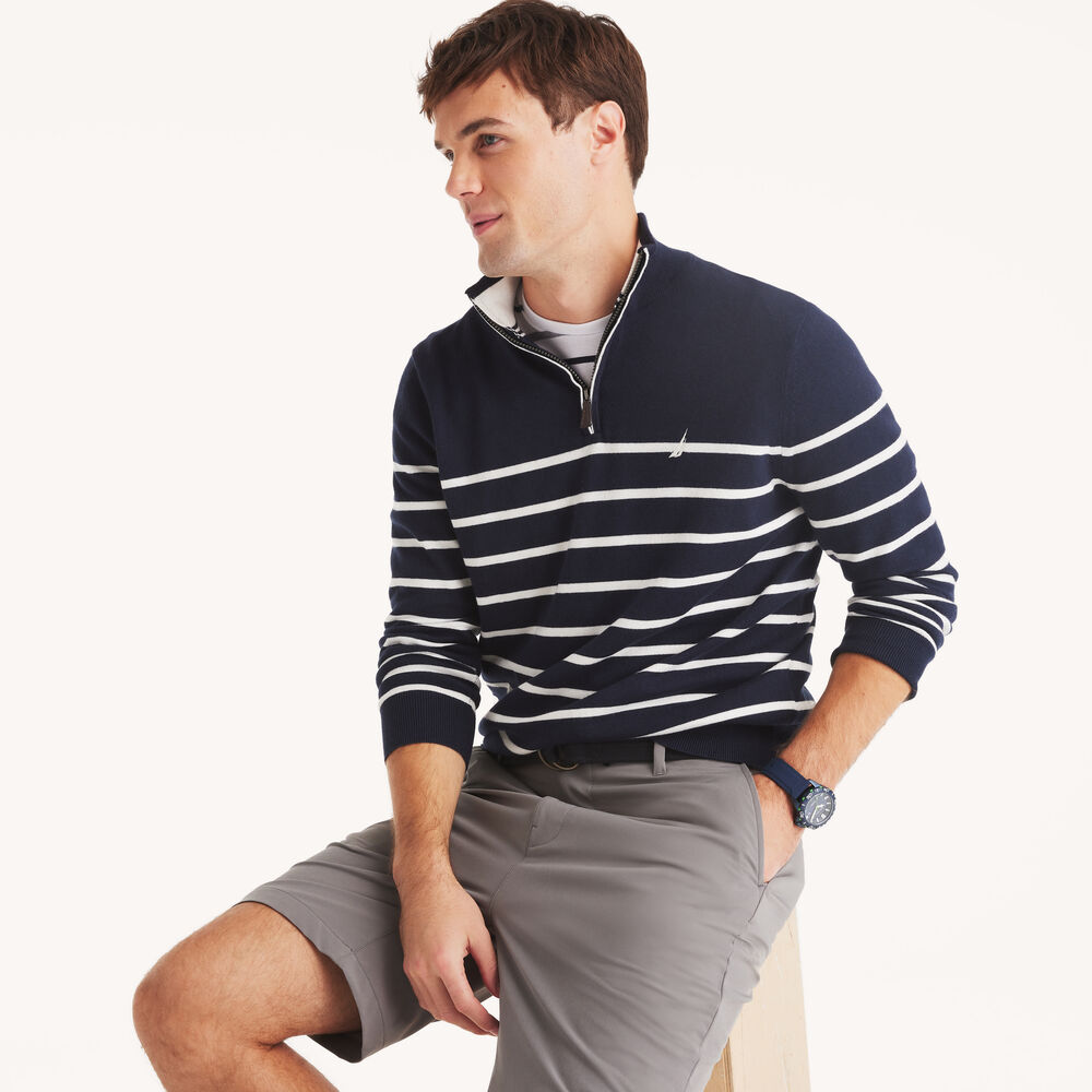 Navtech Striped Quarter-Zip Sweater,Stellar Blue Heather,large