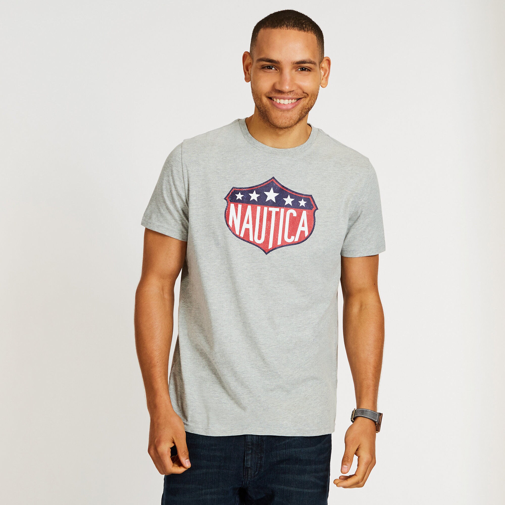 LOGO CREST GRAPHIC T-SHIRT,Grey Heather,large