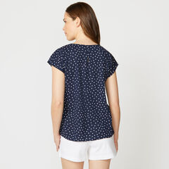 DOT PRINT DOLMAN SLEEVE TOP,Stellar Blue Heather,large
