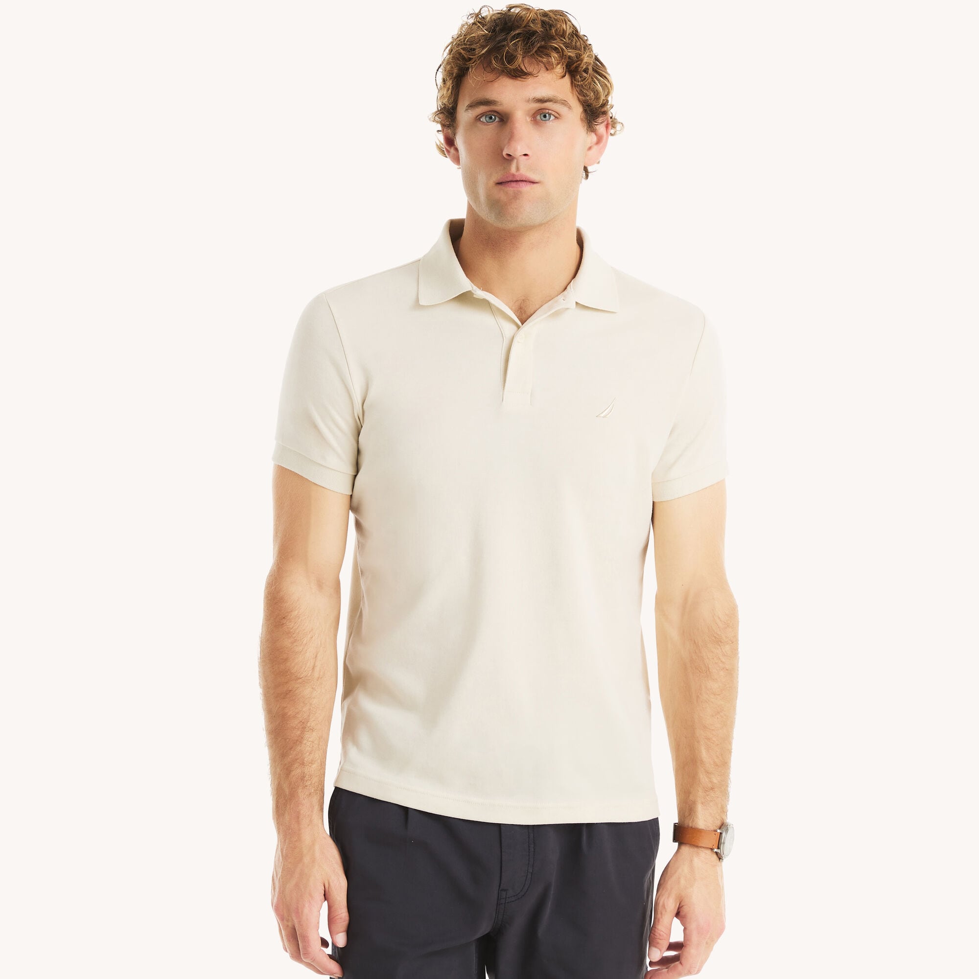 Slim Fit Interlock Deck Polo,Natural,large