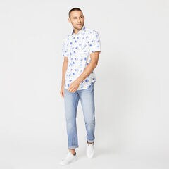 ISLAND PRINT SHORT SLEEVE SHIRT,Bright White,large
