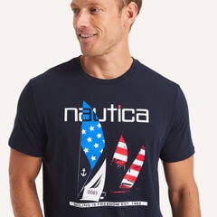 Nautica Americana Graphic T-Shirt,Stellar Blue Heather,large