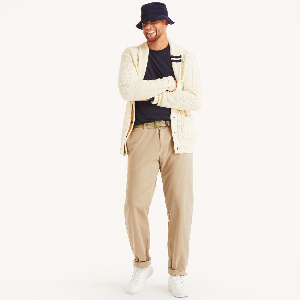 Big & Tall Cable-Knit Cardigan,Oatmeal Heather,large