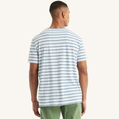 Nautica Jeans Co. Striped Linen Crewneck T-Shirt,Aquabreeze,large