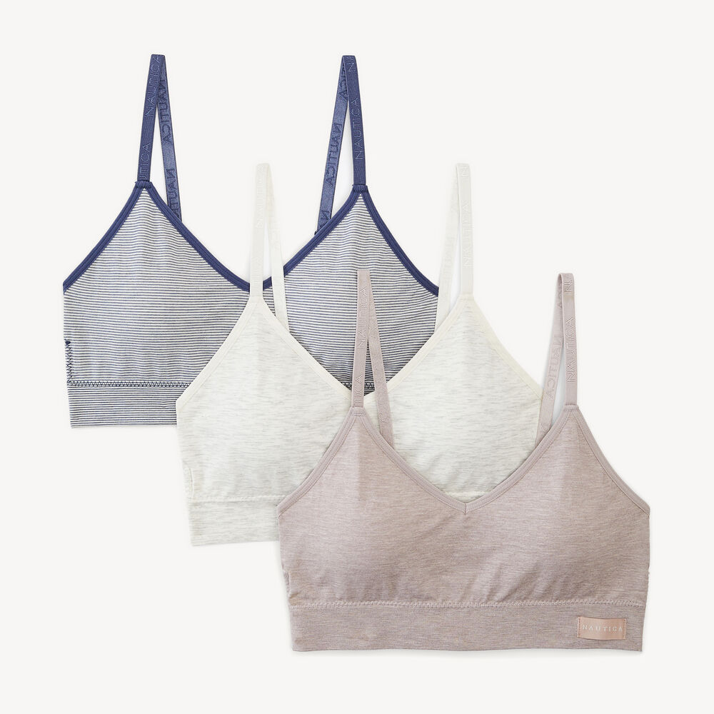 Striped Seamless Bra, 3-Pack,Workshirt Blue,large