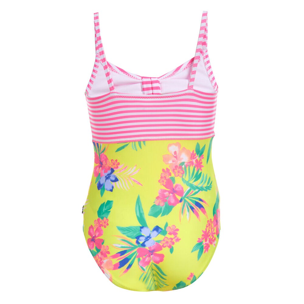 GIRLS' STRIPED AND FLORAL PRINT ONE-PIECE SWIMSUIT (8-20),Lemon Twist,large