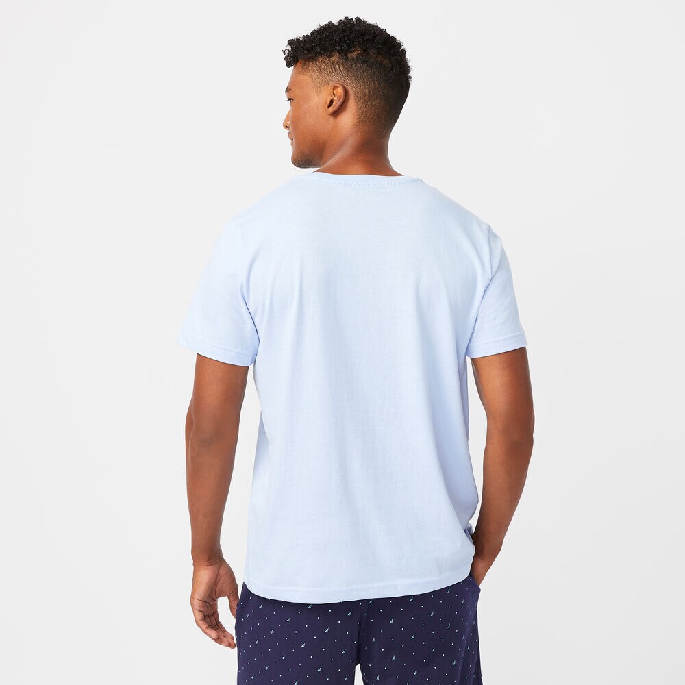 SAIL BOAT 83 PRINT SLEEP T-SHIRT,Azure Blue,large