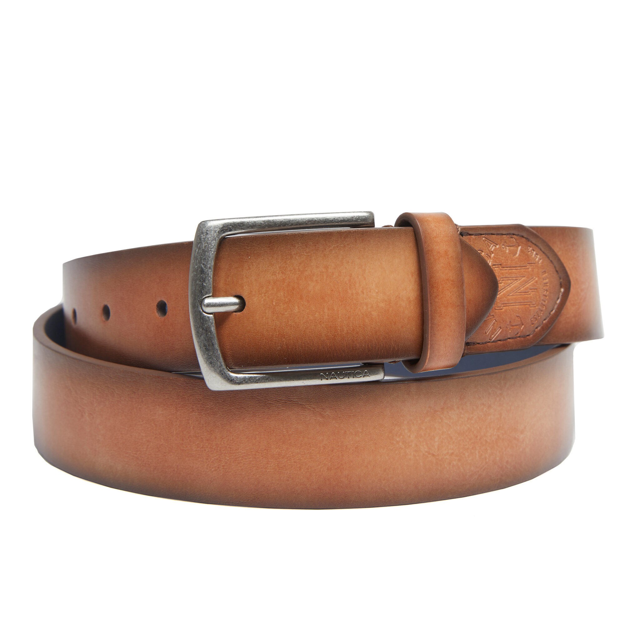 Embossed Tab Casual Belt,Military Tan,large