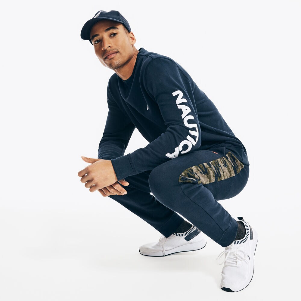 Logo Crewneck Sweatshirt,Navy,large