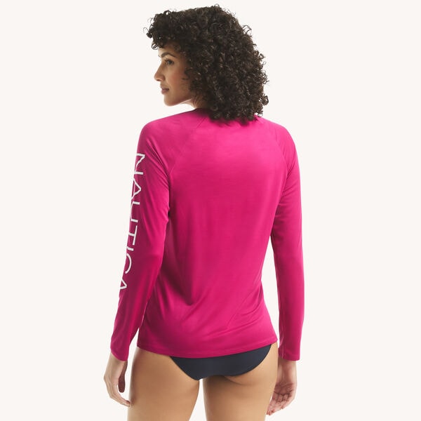 Logo Long-Sleeve Rash Guard Swim Shirt