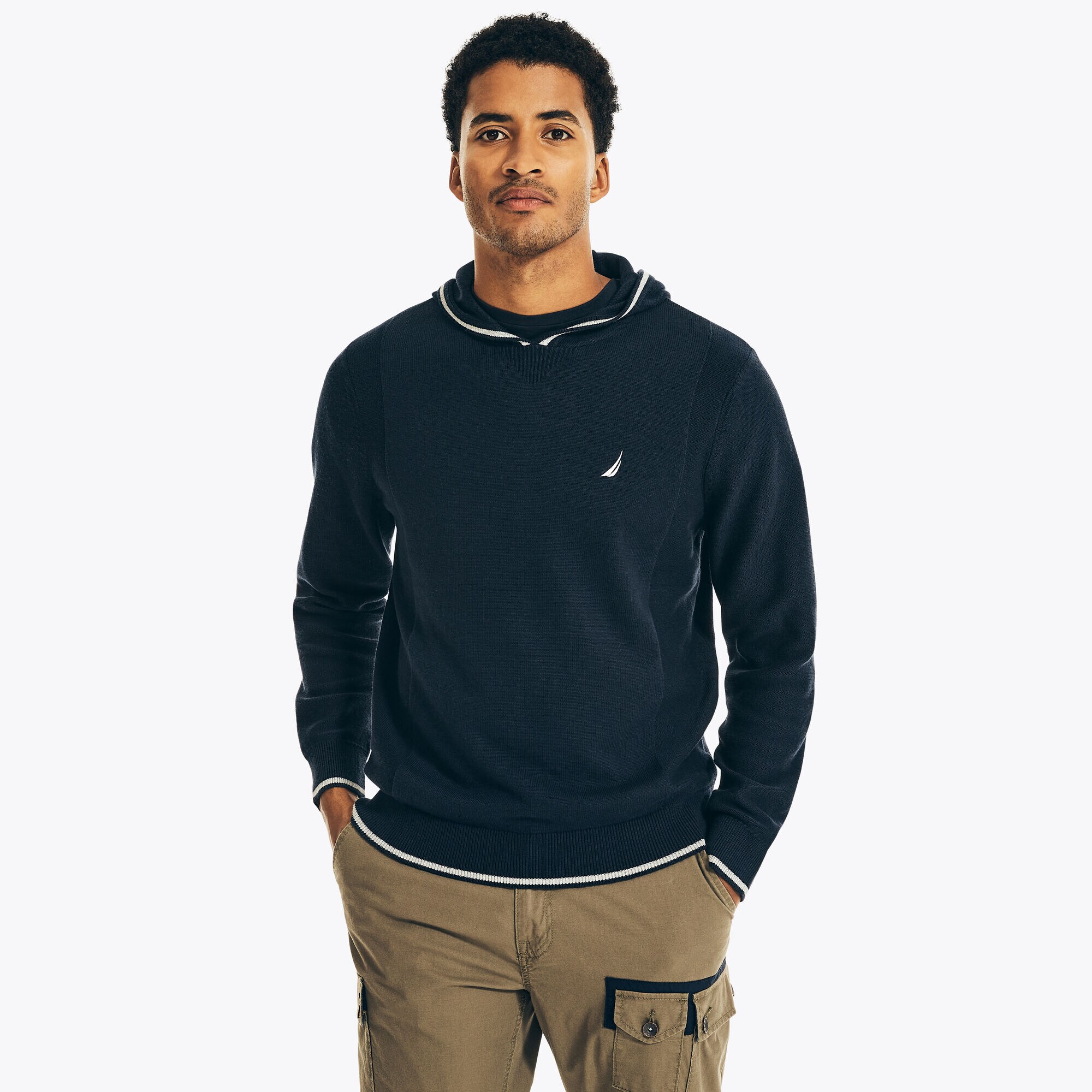 NAVTECH TEXTURED PULLOVER HOODIE,Navy,large