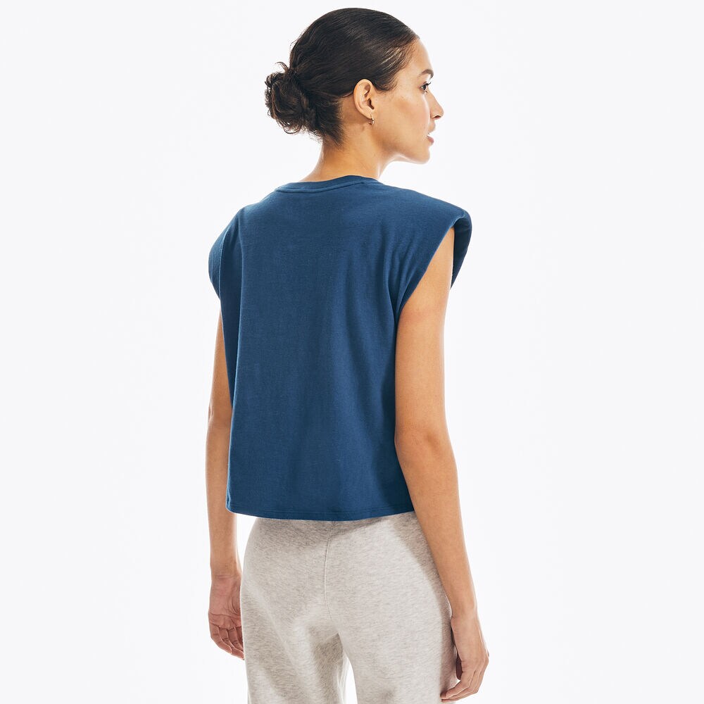 SLEEVELESS LOGO T-SHIRT,Blue Depths,large