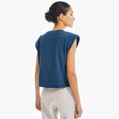 SLEEVELESS LOGO T-SHIRT,Blue Depths,large