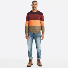 SUSTAINABLY CRAFTED COLORBLOCK SWEATER,Flamingo,large