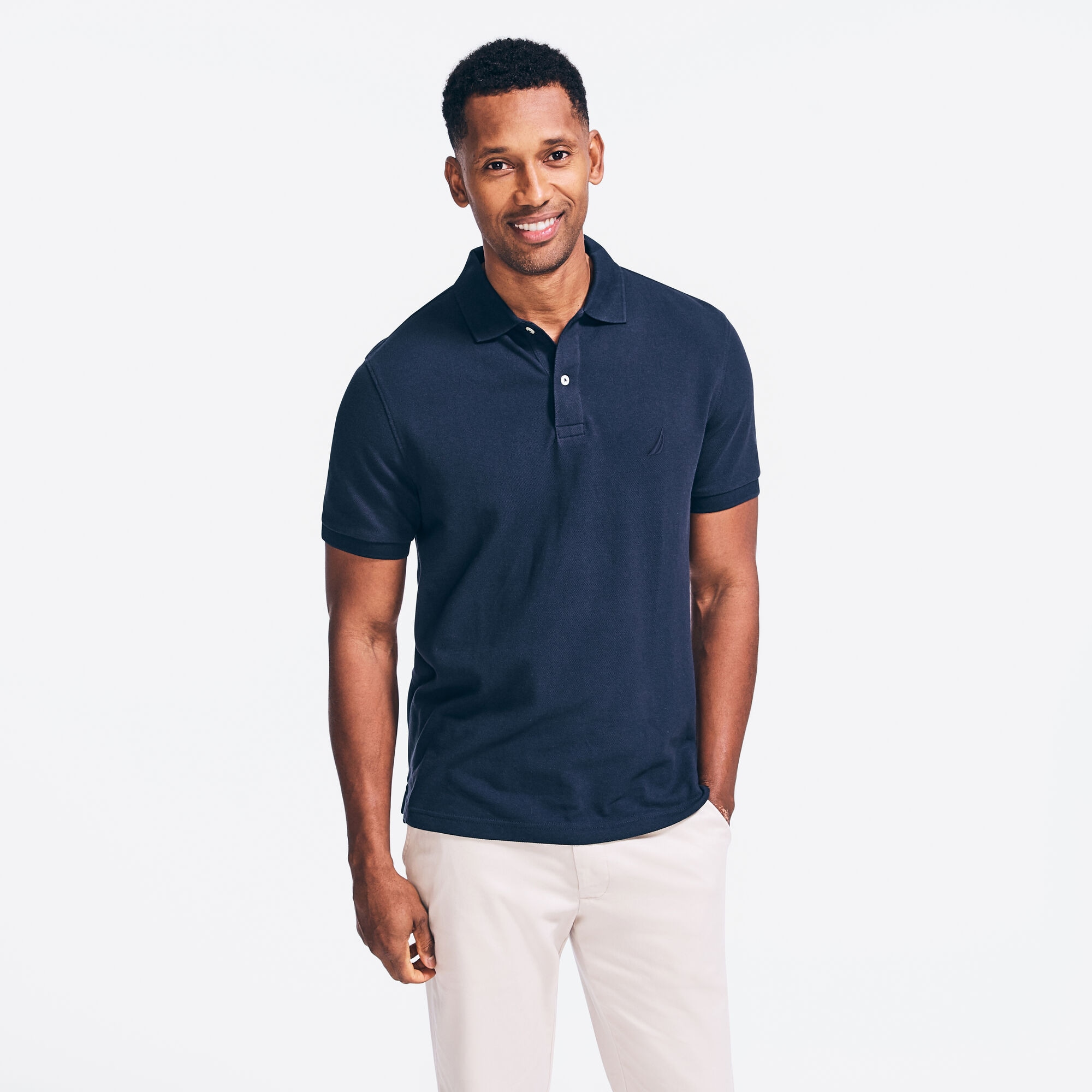 Classic Fit Deck Polo,Navy,large