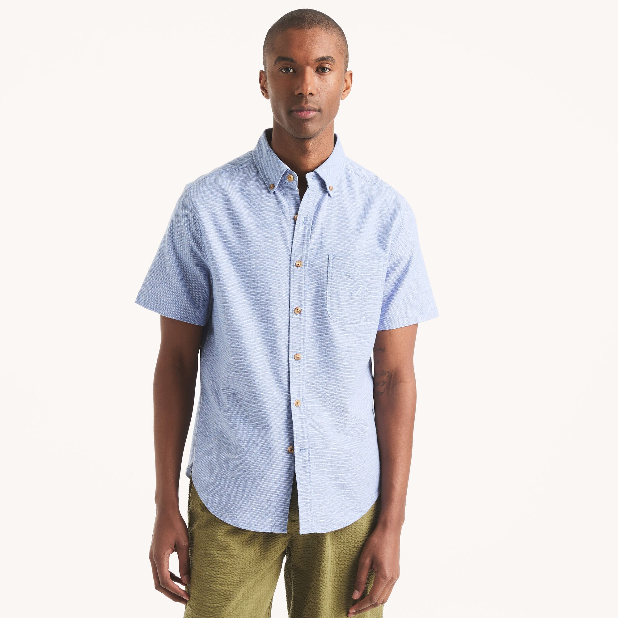 Short-Sleeve Shirt,Smokey Indigo Wash,large