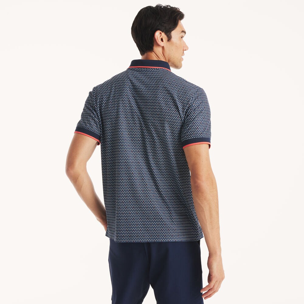 Navtech Classic Fit Golf Print Polo,Stellar Blue Heather,large