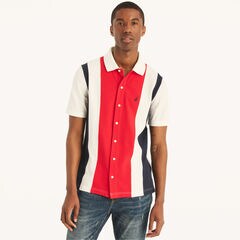 Classic Fit Pieced Polo Shirt,Sail White,large