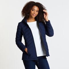 Stretch Jacket with Logo Hood,Stellar Blue Heather,large