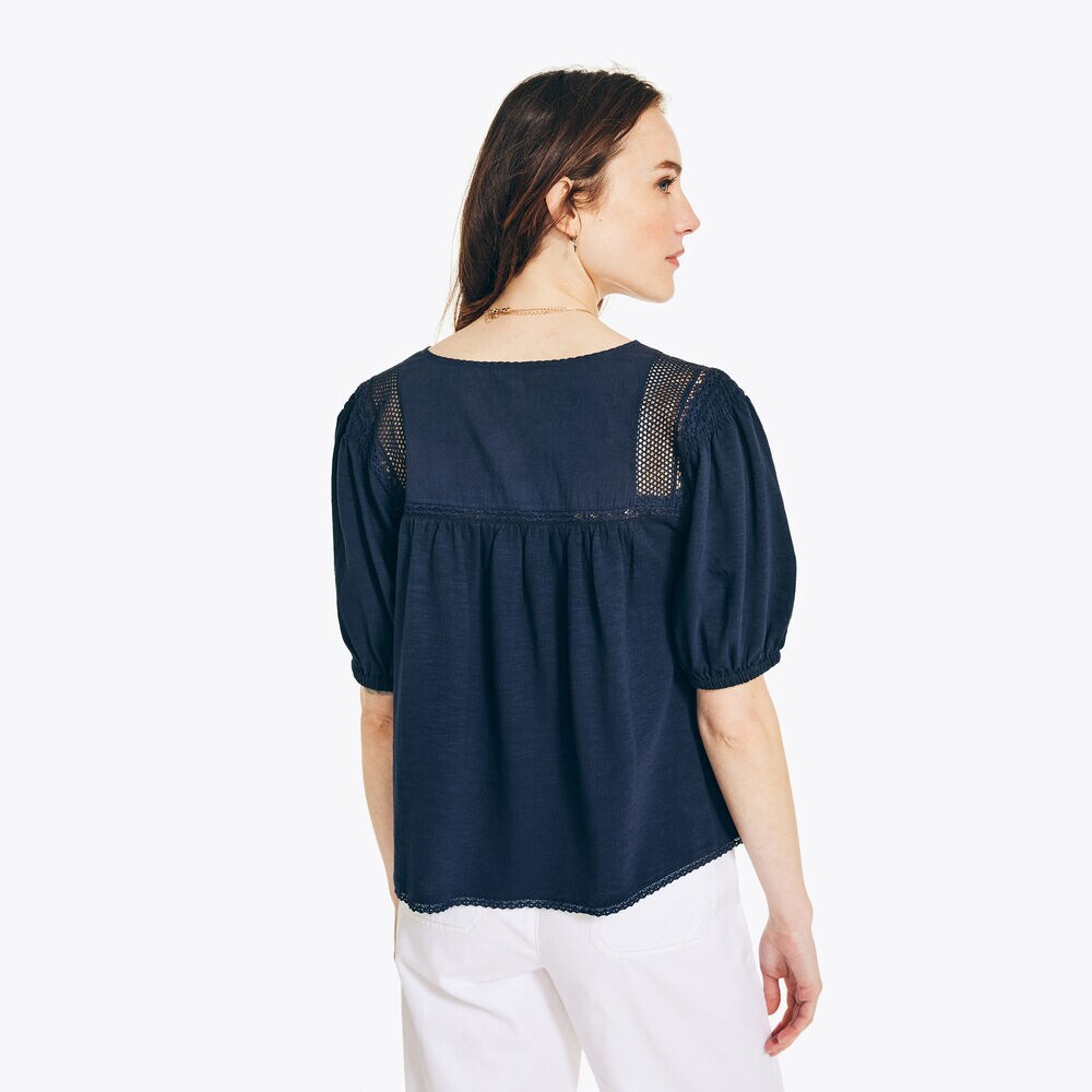 MIXED MEDIA TOP,Stellar Blue Heather,large