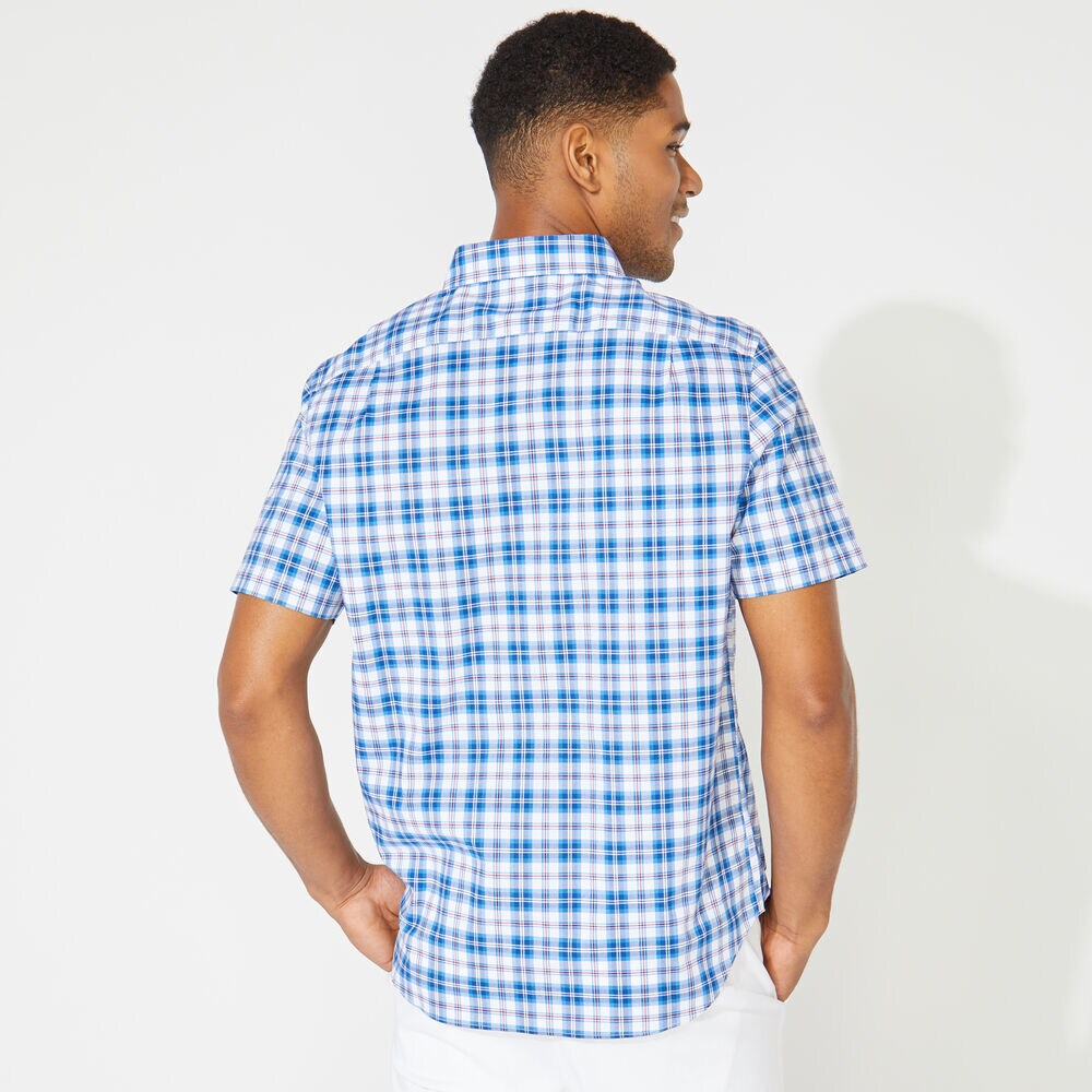 PLAID SHORT-SLEEVE SHIRT,Clear Sky Blue,large