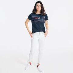 CHEST-STRIPE LOGO GRAPHIC T-SHIRT,Stellar Blue Heather,large
