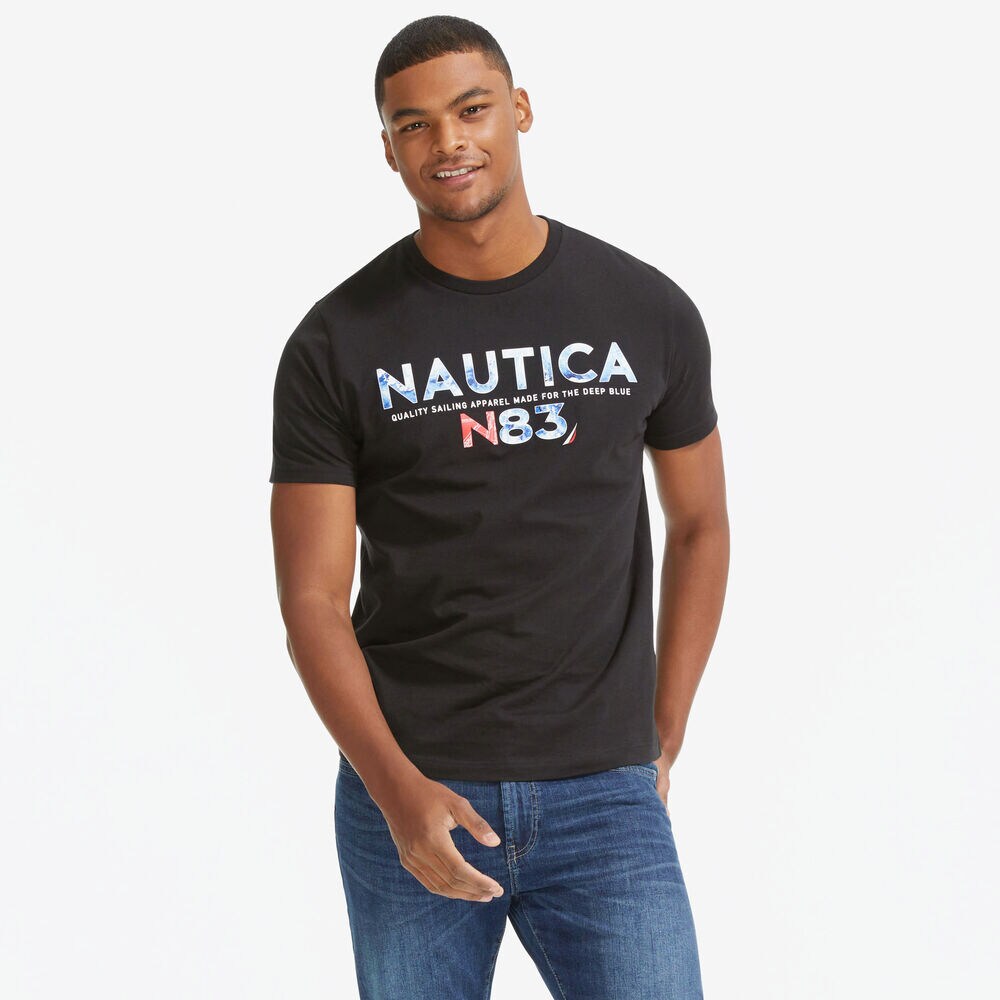 OCEAN PATTERN N83 GRAPHIC T-SHIRT,True Black,large