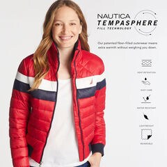 COLORBLOCK PUFFER JACKET WITH TEMPASPHERE,Tomales Red,large