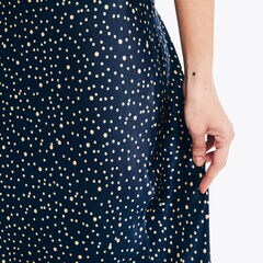 Printed Satin Slip Skirt,Stellar Blue Heather,large