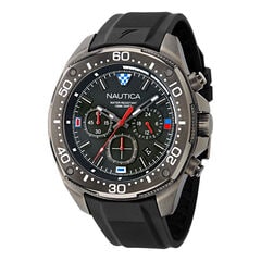 NCT Blue Sail Chronograph Silicone Watch,Nautica Red/Orange,large