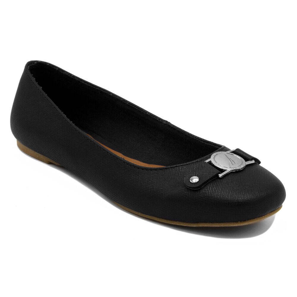 Pembina Faux Leather Ballet Flats in Black,True Black,large
