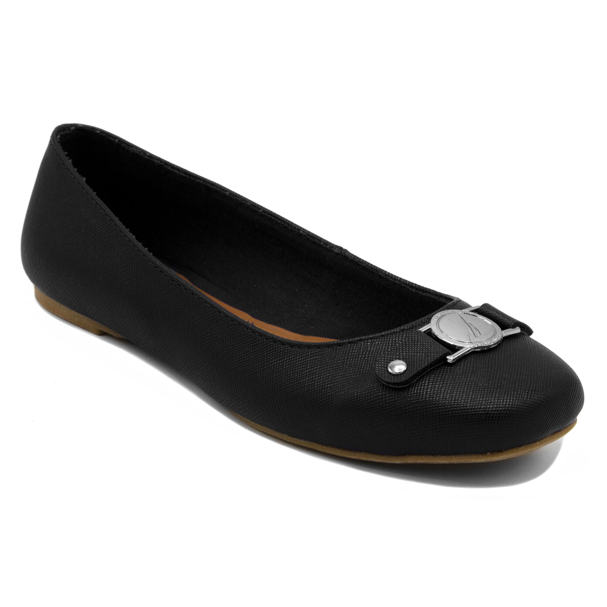 Pembina Faux Leather Ballet Flats in Black,True Black,large