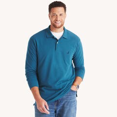 Big & Tall Classic Fit Long Sleeve Deck Polo,Star Sapphire,large