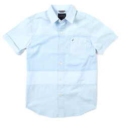 Toddler Boys' Short Sleeve Colorblock Button Down Shirt (2T-4T),Clear Sky Blue,large