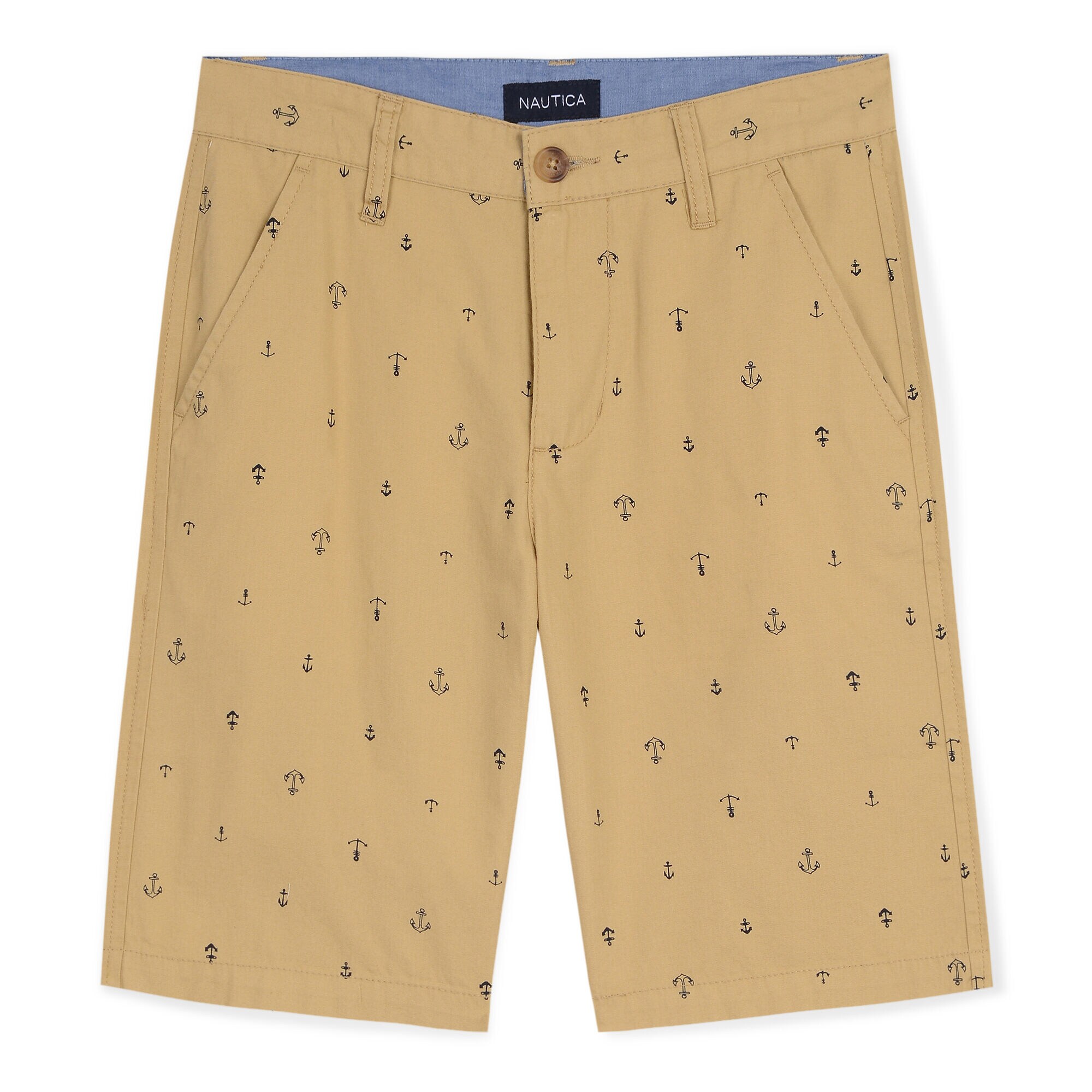 Boys' Tim Shorts in Anchor Print,Dark Oatmeal Heather,large