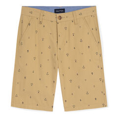 Boys' Tim Shorts in Anchor Print,Dark Oatmeal Heather,large