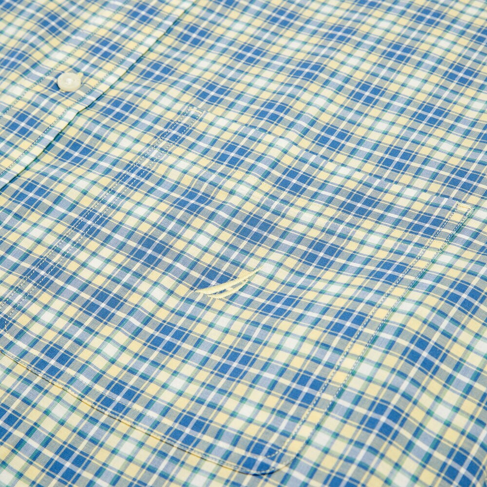 Big & Tall Sustainably Crafted Plaid Short-Sleeve Shirt,French Vanilla,large
