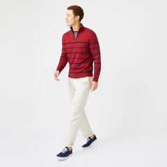 NAVTECH STRIPED QUARTER-ZIP SWEATER,Lotus,large