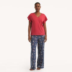 Printed Pajama Pant Set,Dark Black Heather,large