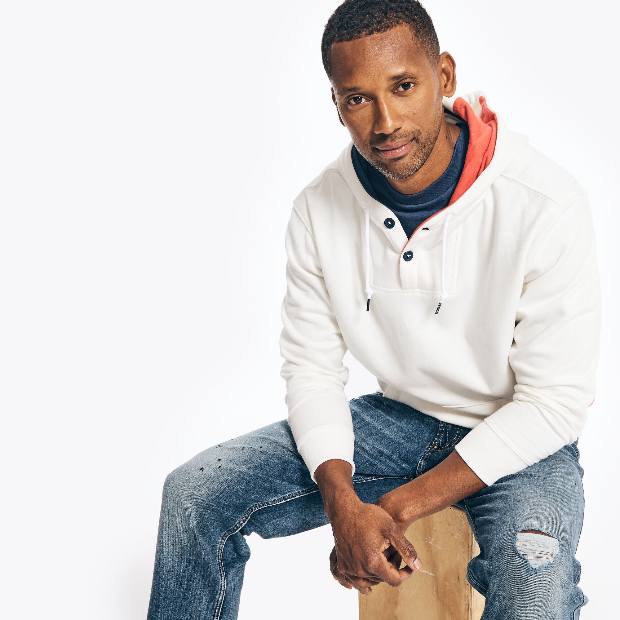 NAUTICA JEANS CO. SUSTAINABLY CRAFTED PULLOVER HOODIE,Marshmallow,large