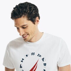 SUSTAINABLY CRAFTED FLAG GRAPHIC T-SHIRT,Bright White,large